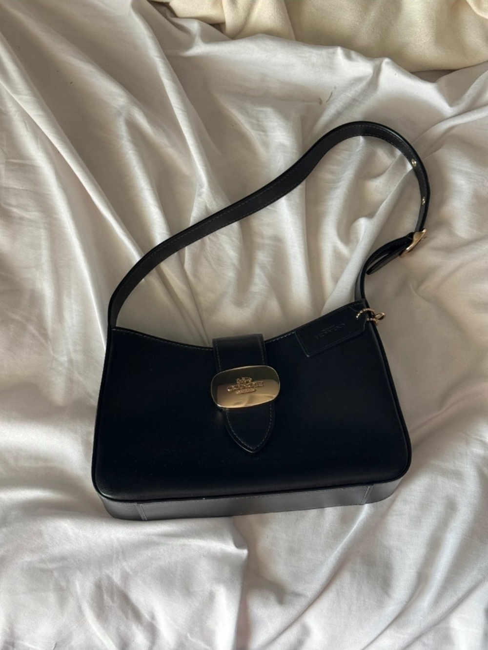 Coach and Four Black Shoulder Bag with Gold Hardware